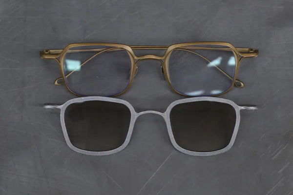 Rigards X TVA joint RG2004TVA titanium aluminum magnesium alloy double-layer sunglasses series RG-RG2004TVA-GDJYSK antique gold + silver frame transparent light gray lens